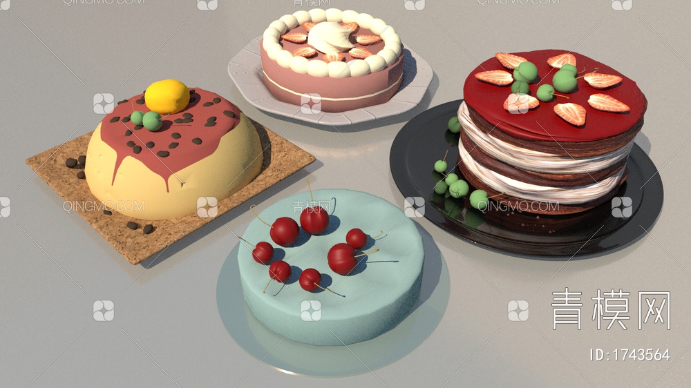 生日蛋糕 甜品美食SU模型下载【ID:1743564】