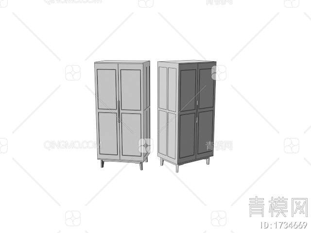 衣柜，装饰柜，储物柜，实木衣柜，两门衣柜3D模型下载【ID:1734669】