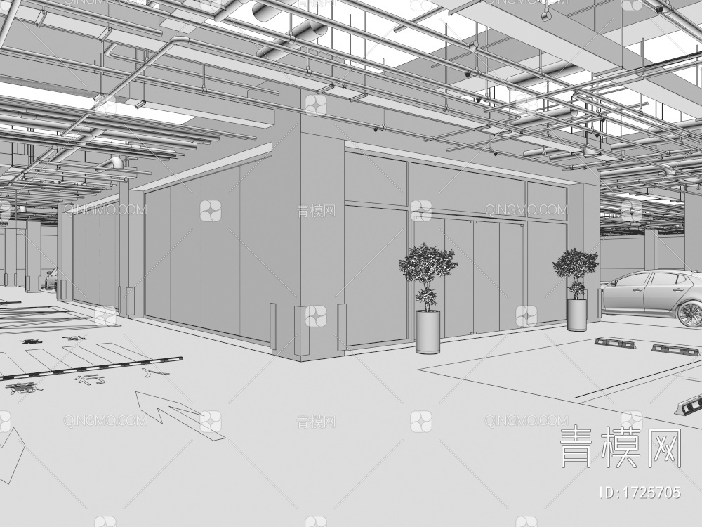商场地下自动扶梯入口3D模型下载【ID:1725705】