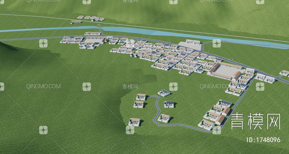 村庄鸟瞰建筑+民房建筑鸟瞰3D模型下载【ID:1748096】