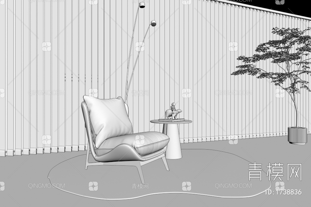 休闲椅 单人椅 落地灯 地毯 绿植VR(2016)3D模型下载【ID:1738836】