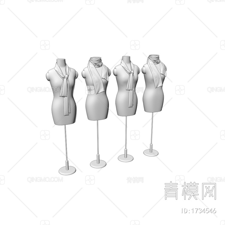 半身模特 围巾3D模型下载【ID:1734546】