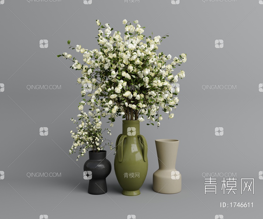花瓶花卉3D模型下载【ID:1746611】