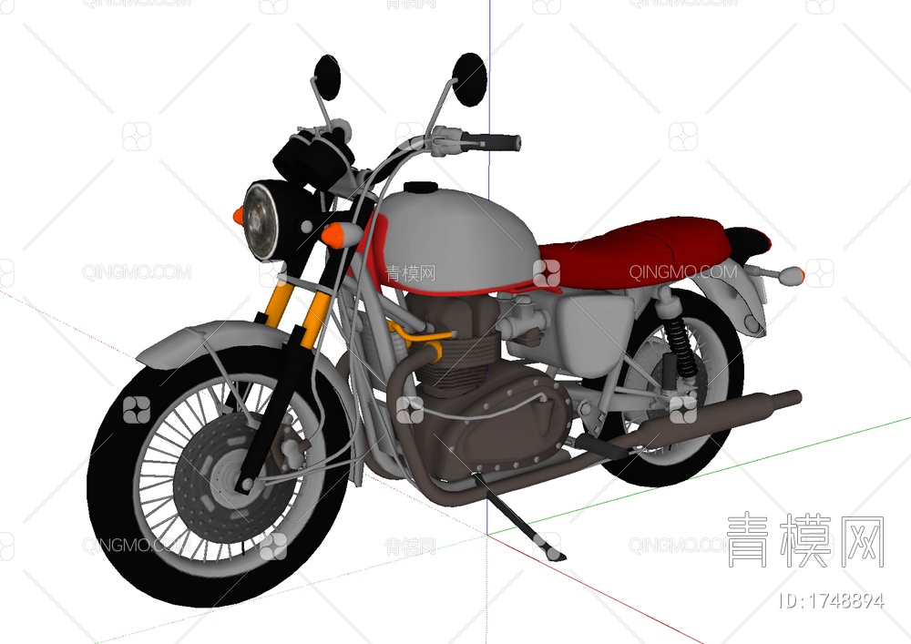 摩托车SU模型下载【ID:1748894】