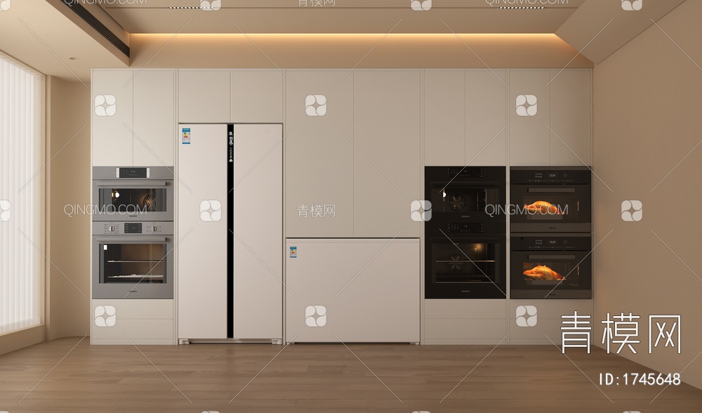 冰箱冰柜  嵌入式微波炉烤箱 冰箱柜3D模型下载【ID:1745648】