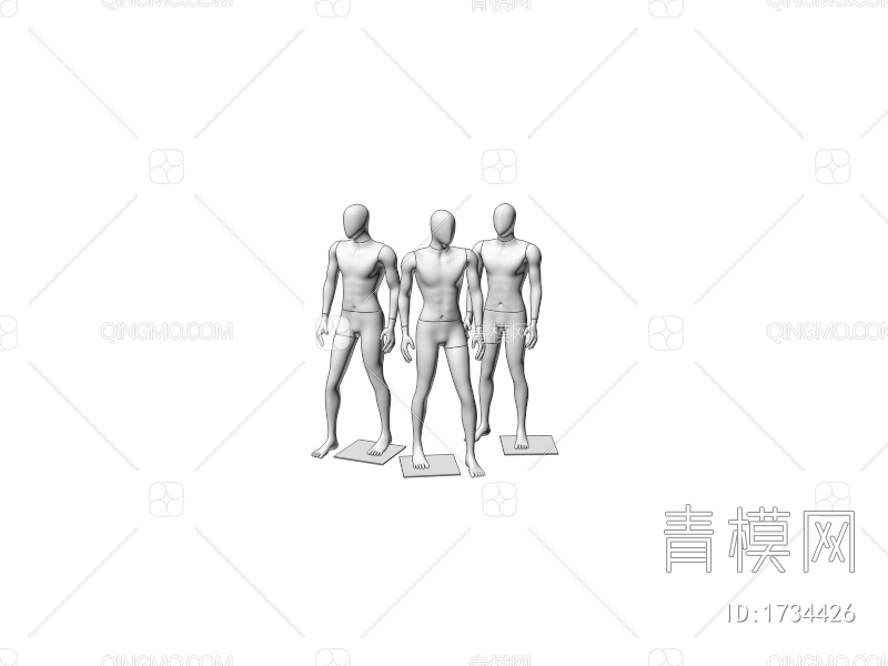 无脸男性人体3D模型下载【ID:1734426】