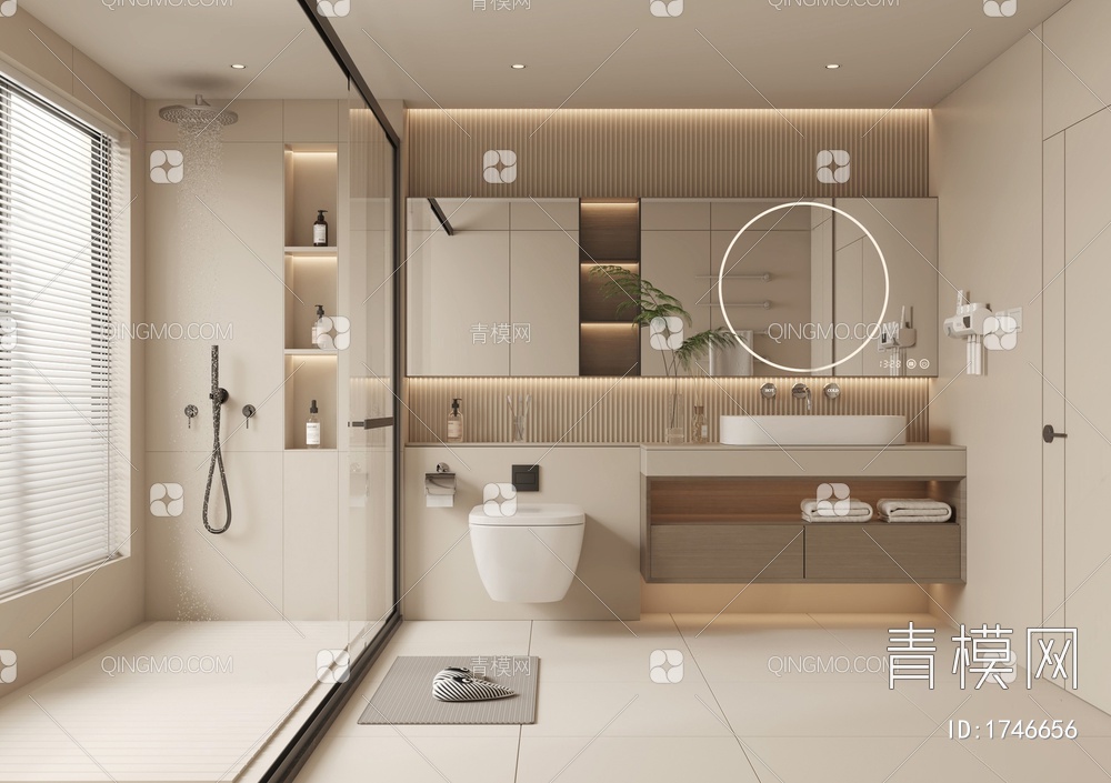 卫生间 浴室3D模型下载【ID:1746656】
