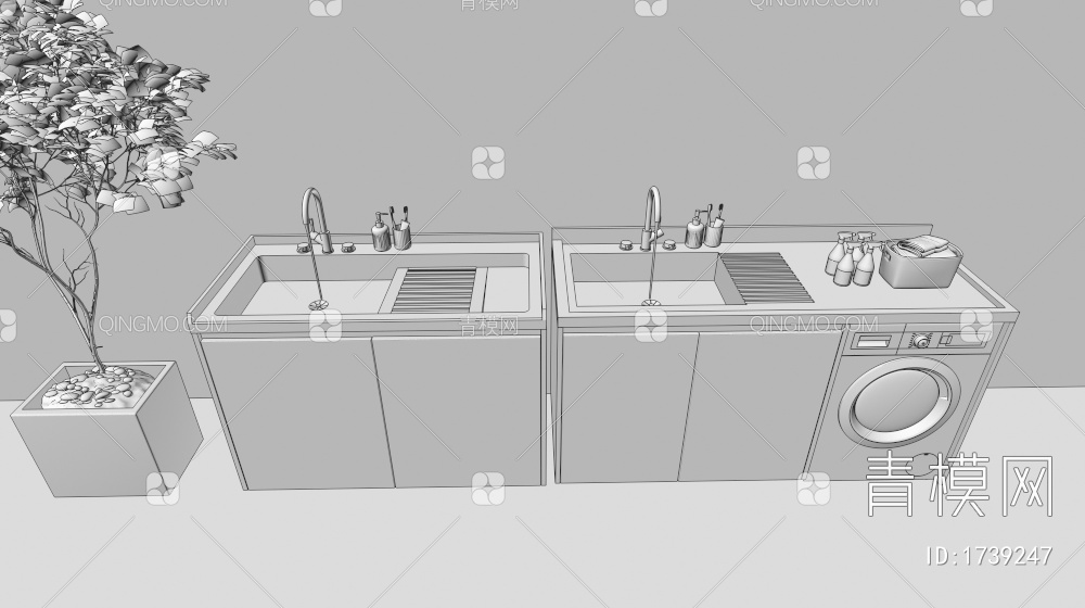 洗衣池3D模型下载【ID:1739247】