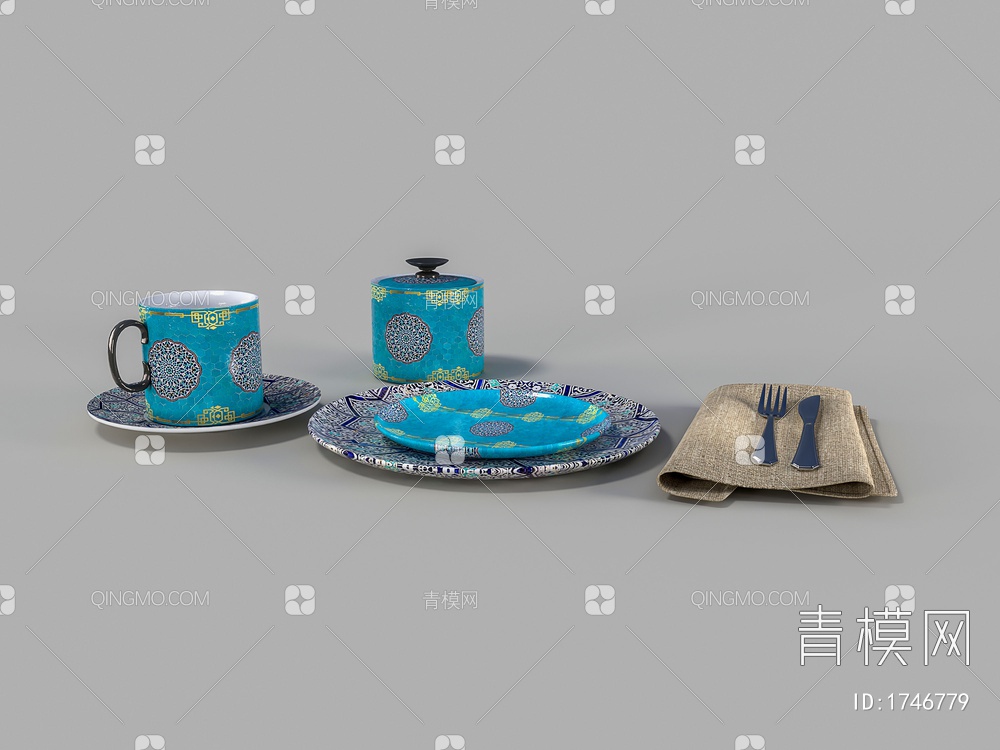 餐具组合3D模型下载【ID:1746779】