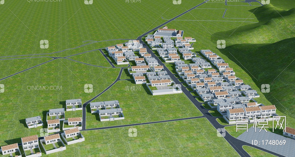 村庄鸟瞰建筑+民房建筑鸟瞰3D模型下载【ID:1748069】