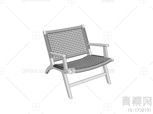 藤编单椅3D模型下载【ID:1732101】