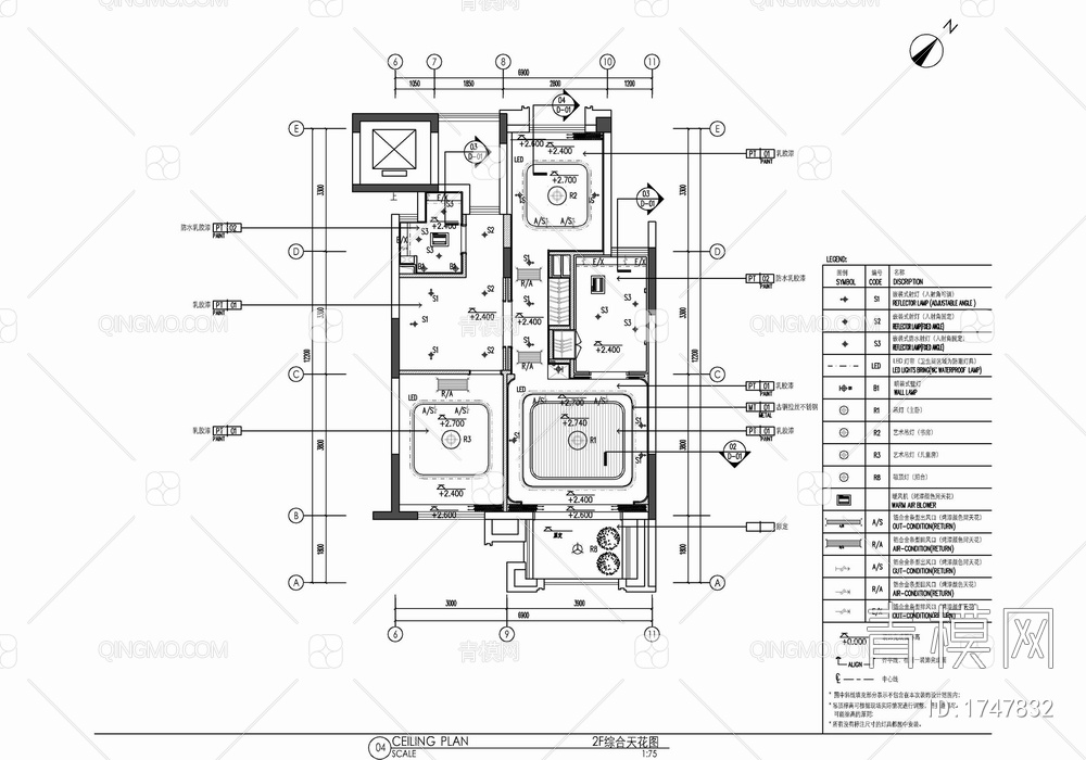 叠墅样板房室内施工图 家装 私宅 洋房 别墅 样板房【ID:1747832】