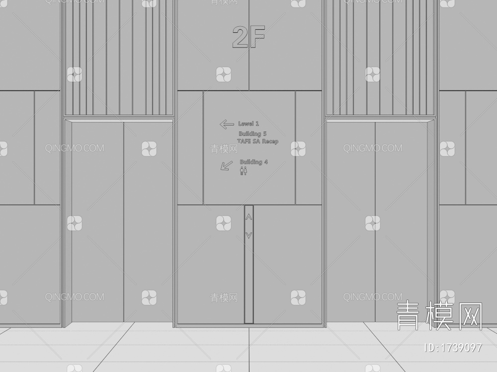 电梯厅 电梯间3D模型下载【ID:1739097】