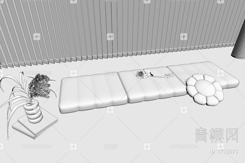 飘窗坐垫 抱枕3D模型下载【ID:1738893】