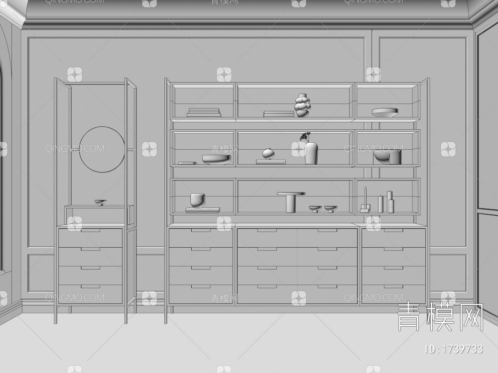 装饰柜，原木，玄关柜3D模型下载【ID:1739733】