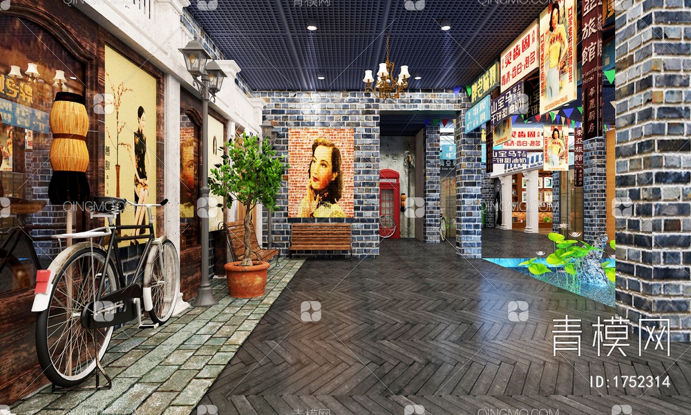 复古街景 民国风街景商店3D模型下载【ID:1752314】