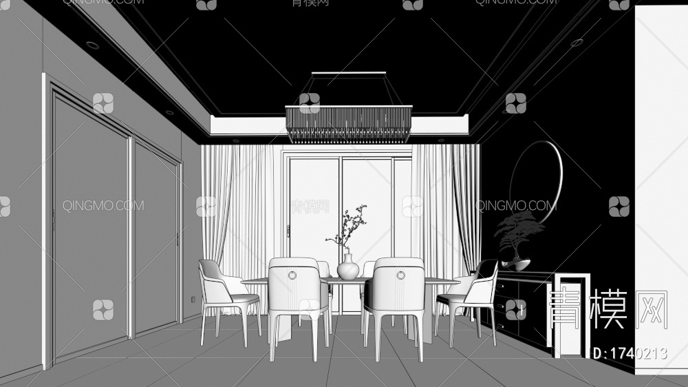 客餐厅3D模型下载【ID:1740213】