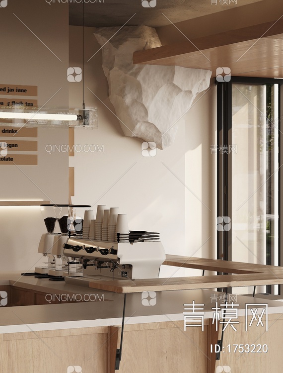 咖啡厅 餐饮 奶油风 饭店 轻食3D模型下载【ID:1753220】