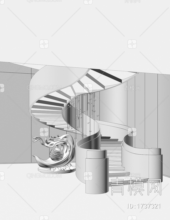 旋转楼梯间3D模型下载【ID:1737321】