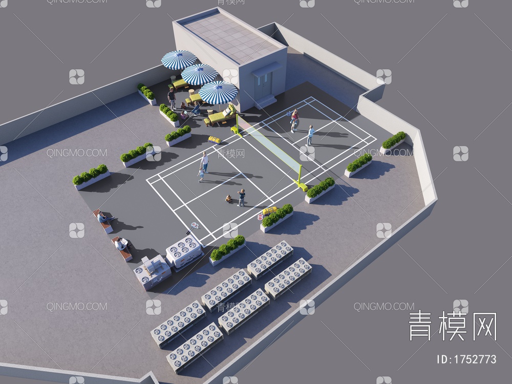 工厂屋顶 工业厂房  屋顶运动场3D模型下载【ID:1752773】