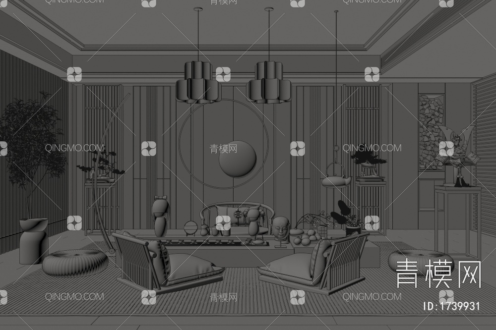 茶室3D模型下载【ID:1739931】