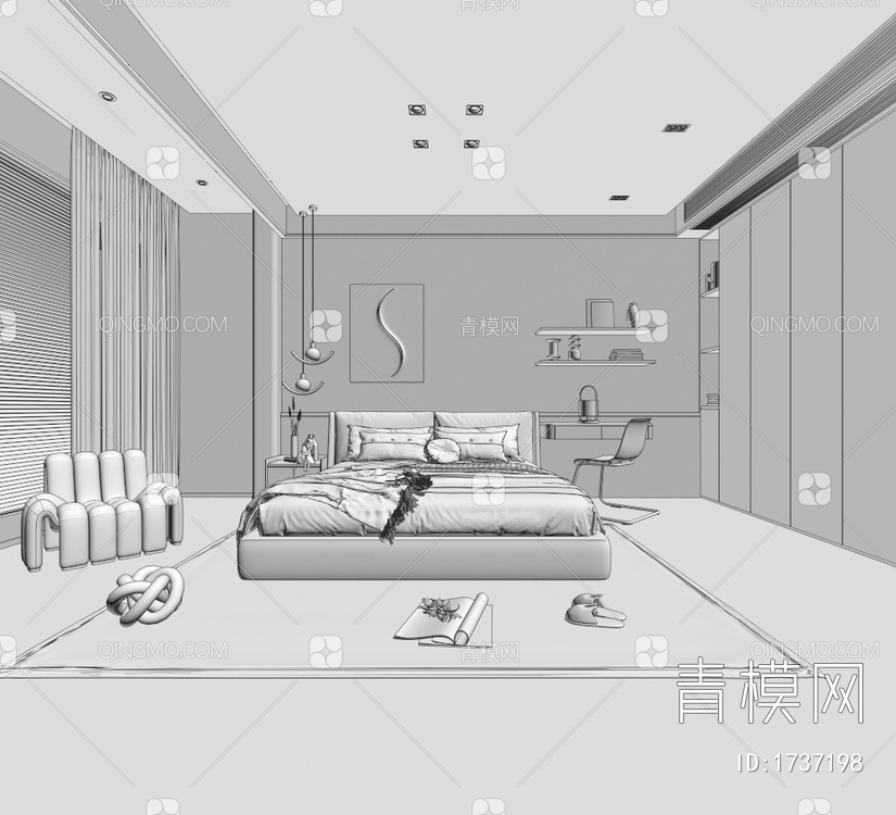 卧室，女孩房，主人房3D模型下载【ID:1737198】