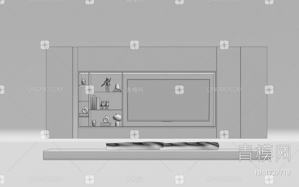 电视柜 背景墙 电视背景墙3D模型下载【ID:1739718】