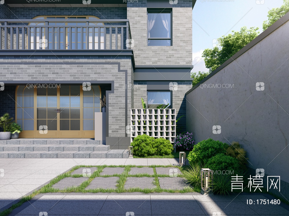 别墅庭院3D模型下载【ID:1751480】