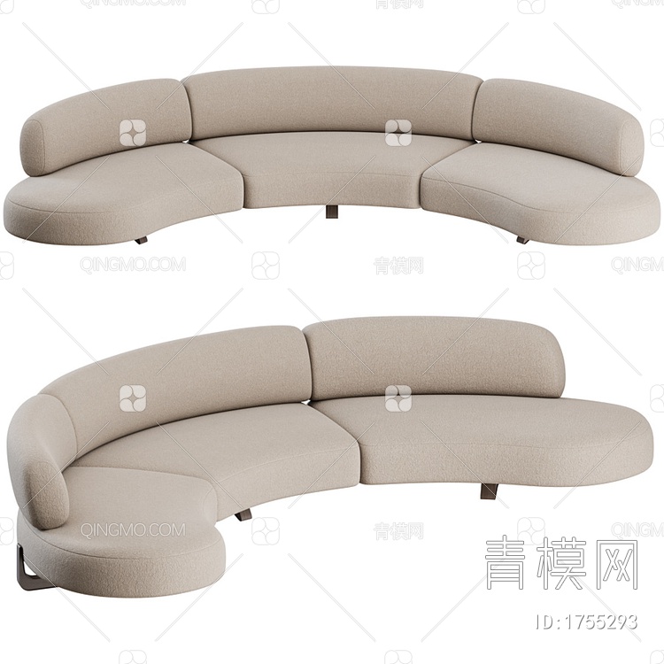 弧形沙发3D模型下载【ID:1755293】
