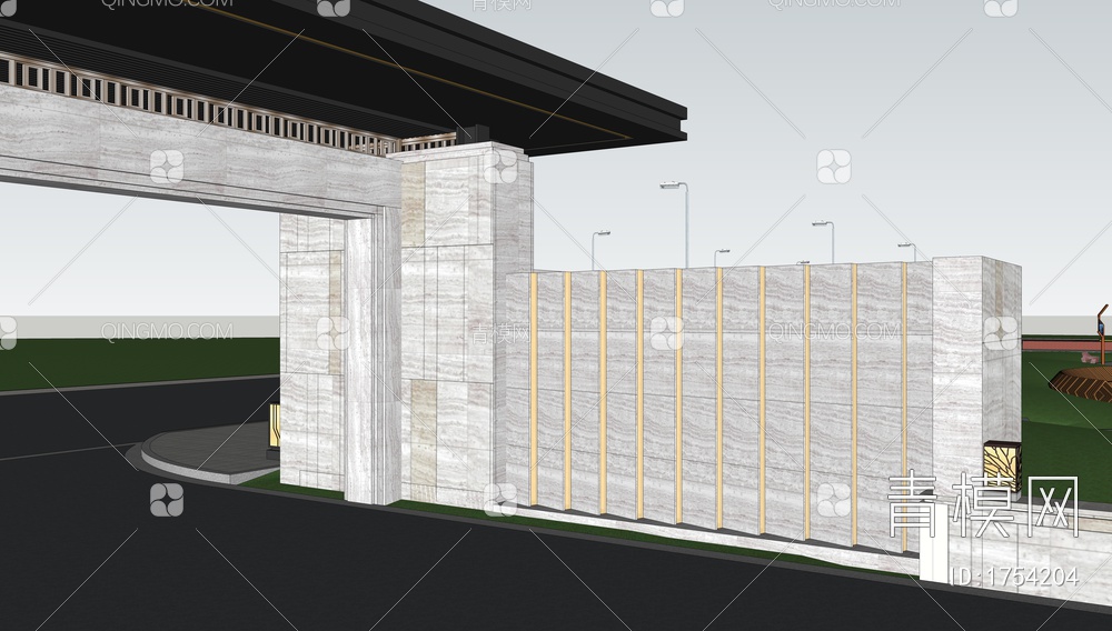 小区入口大门SU模型下载【ID:1754204】