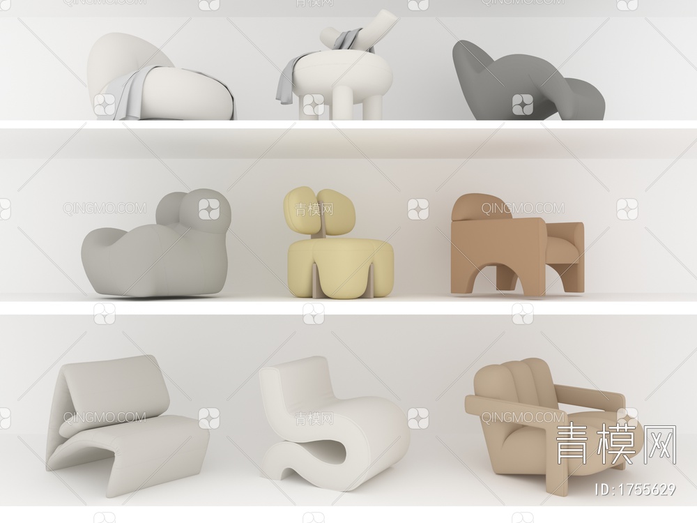 单人沙发 懒人沙发 休闲沙发 艺术沙发3D模型下载【ID:1755629】
