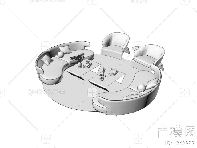 休闲沙发 沙发茶几组合3D模型下载【ID:1742982】