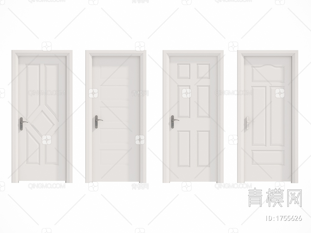单开门 卧室门 单开门 卫生间门 奶油门 门合集组合3D模型下载【ID:1755626】
