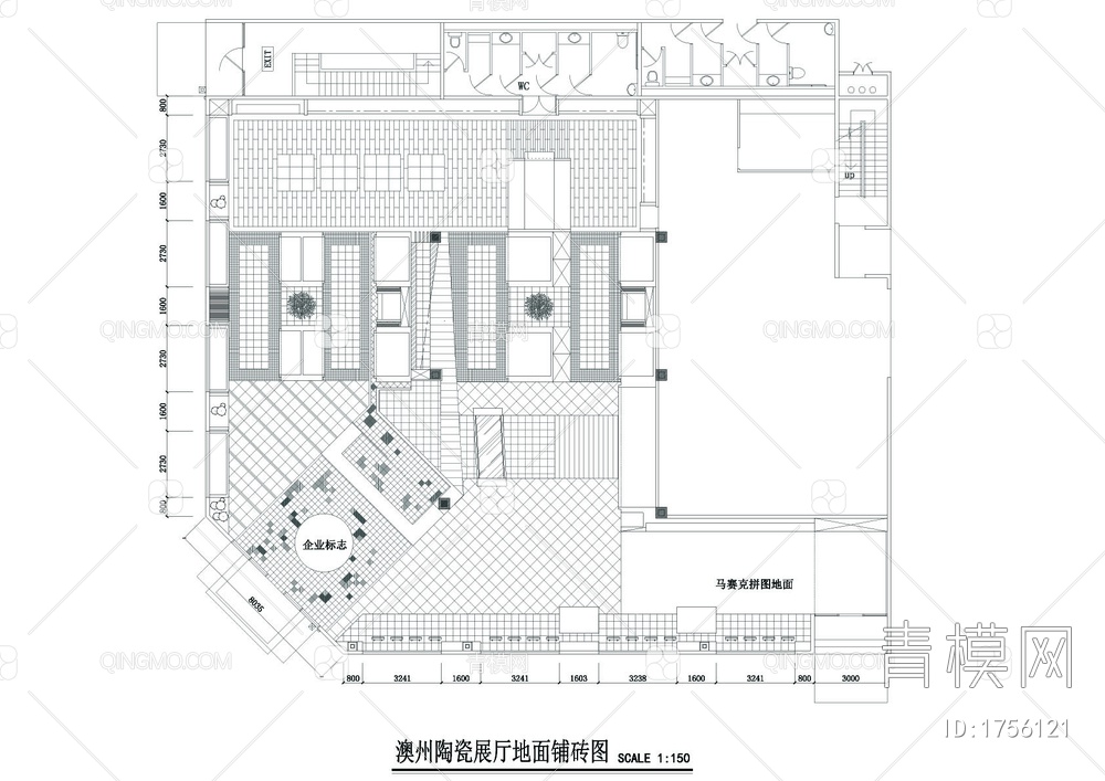  陶瓷专卖店室内装修CAD图【ID:1756121】