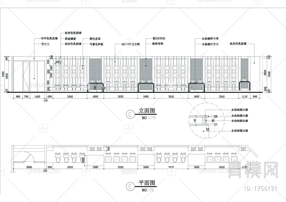  陶瓷专卖店室内装修CAD图【ID:1756121】