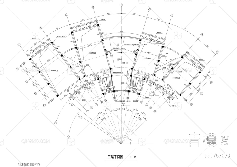 环形会所建筑图【ID:1757090】