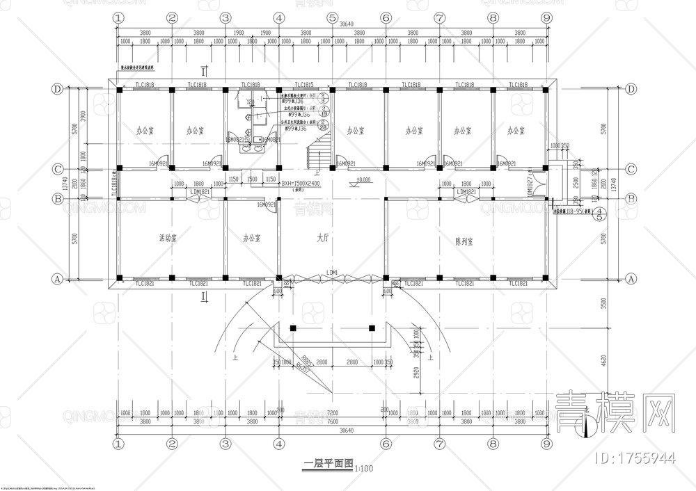 四层办公楼全套建筑结构图【ID:1755944】