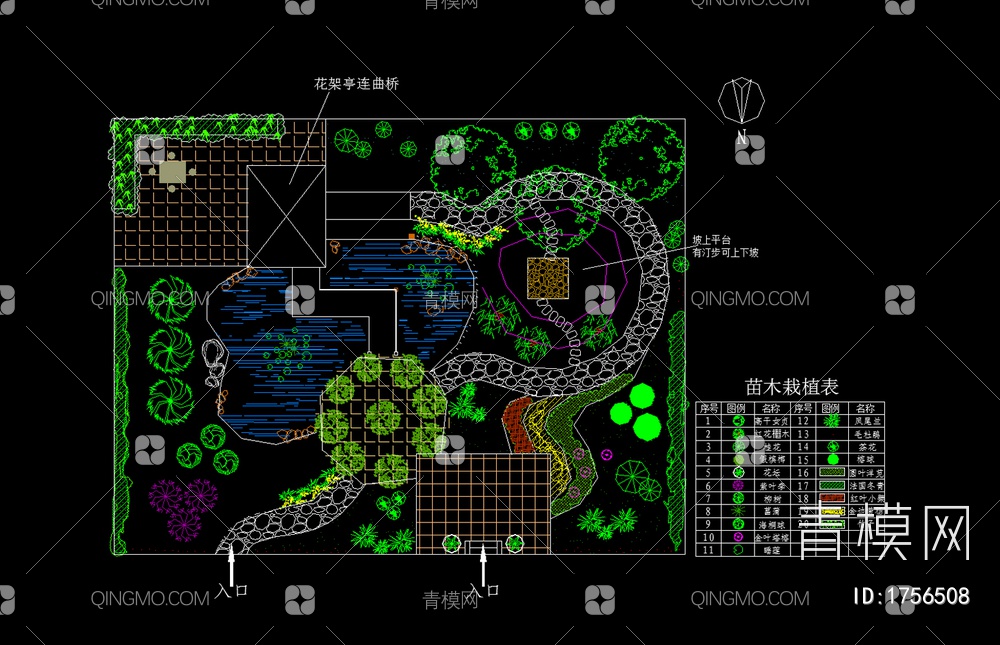 46套屋顶花园CAD图集【ID:1756508】