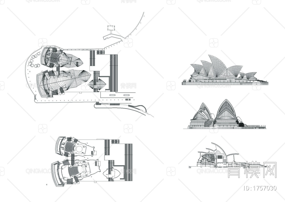 悉尼歌剧院平立面图【ID:1757030】