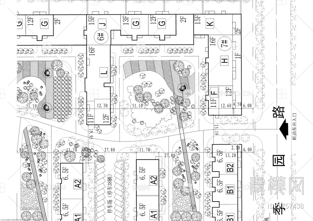 小区规划平面图【ID:1757438】