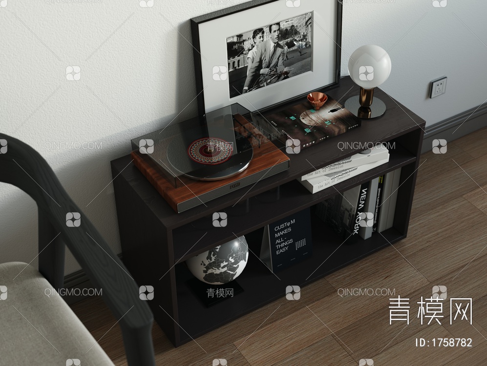 黑色木纹储物柜3D模型下载【ID:1758782】