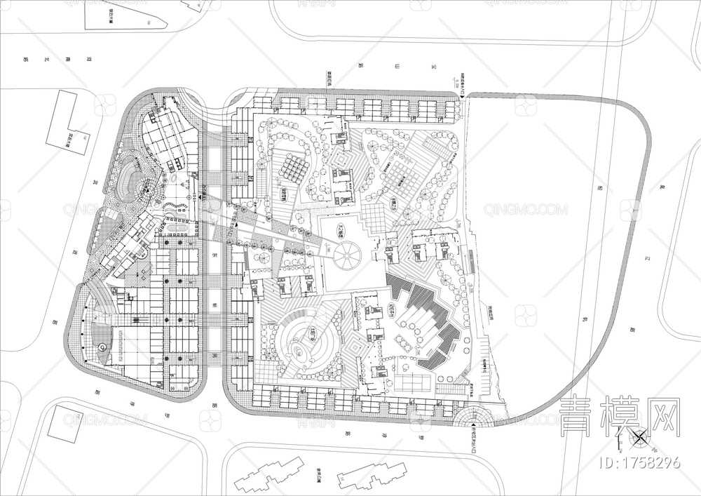 休闲广场景观设计平面图【ID:1758296】