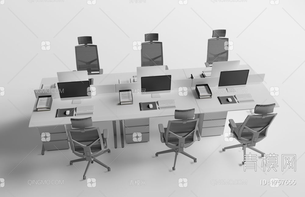 办公桌椅3D模型下载【ID:1757666】