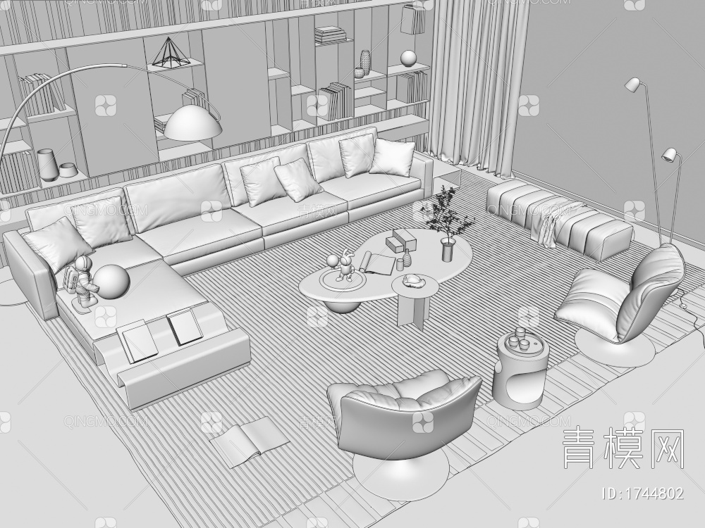 Minotti沙发茶几组合3D模型下载【ID:1744802】