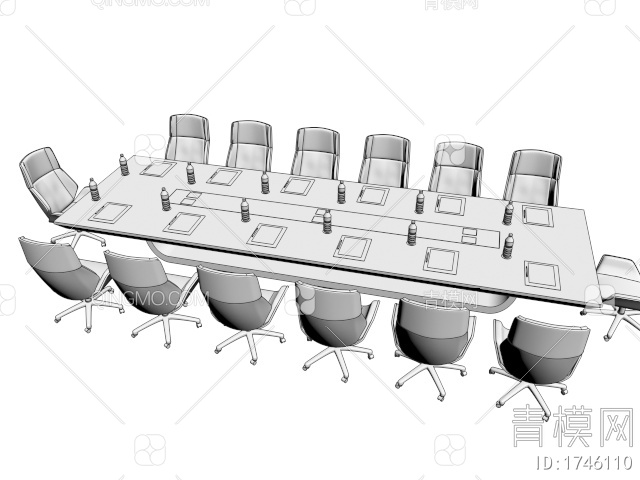 会议桌椅3D模型下载【ID:1746110】