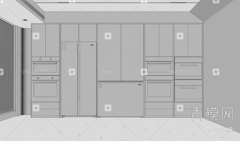 冰箱冰柜  嵌入式微波炉烤箱 冰箱柜3D模型下载【ID:1745648】