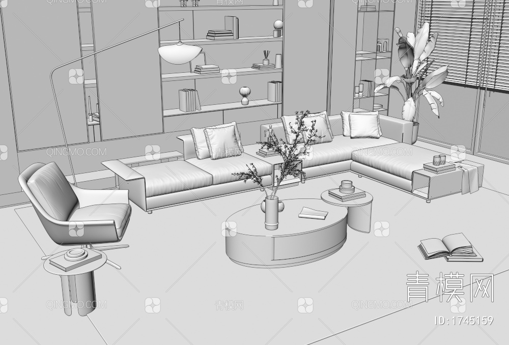 Minotti沙发茶几组合3D模型下载【ID:1745159】