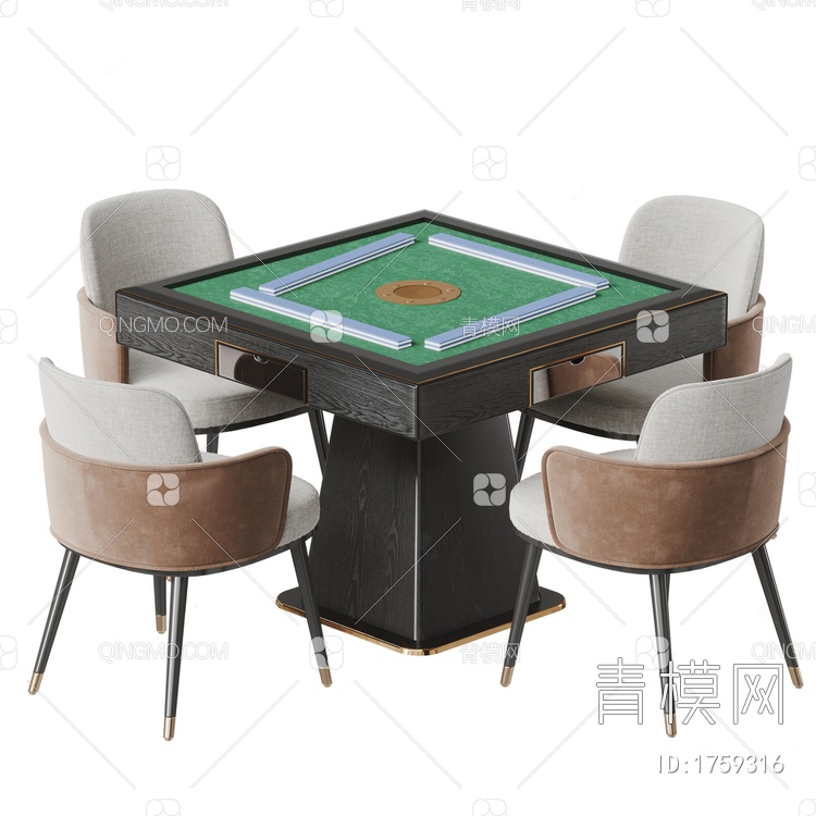 麻将桌椅组合3D模型下载【ID:1759316】