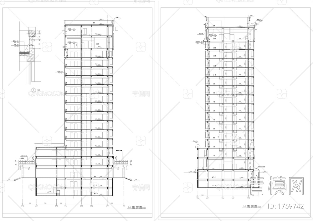 医院病房楼全套建筑图【ID:1759742】