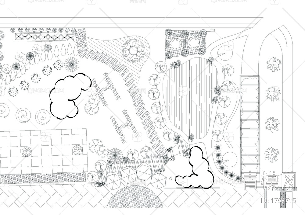 一套小游园设计景观绿化规划平面【ID:1759715】